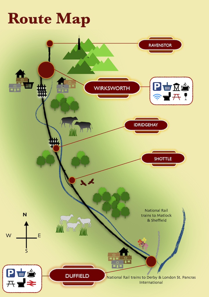 Ecclesbourne Valley Railway route map